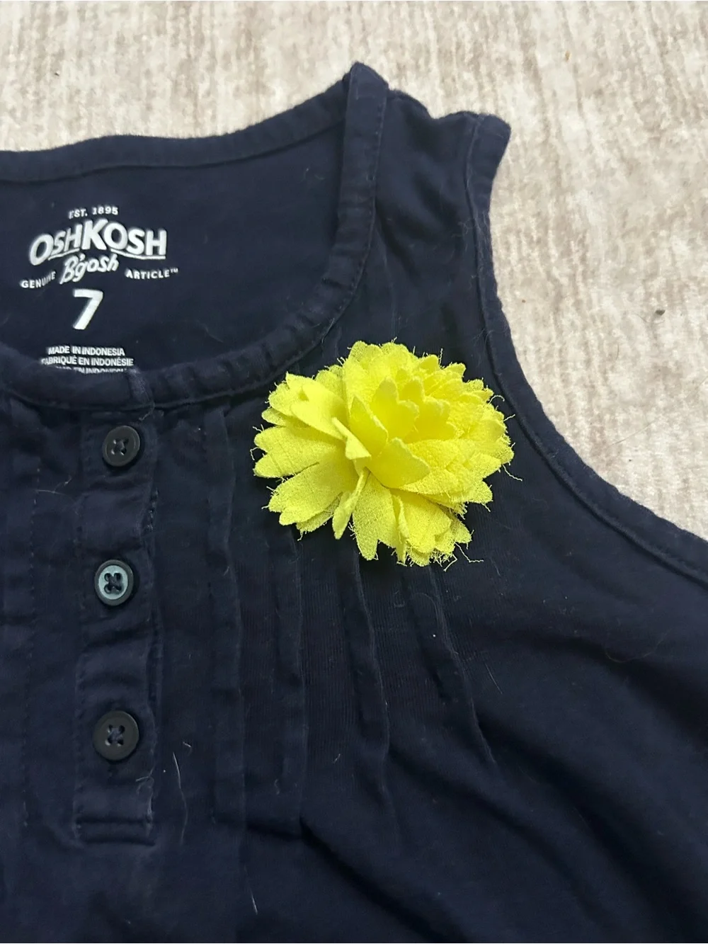 OshKosh B'gosh Navy Tank with Yellow Flower Accent